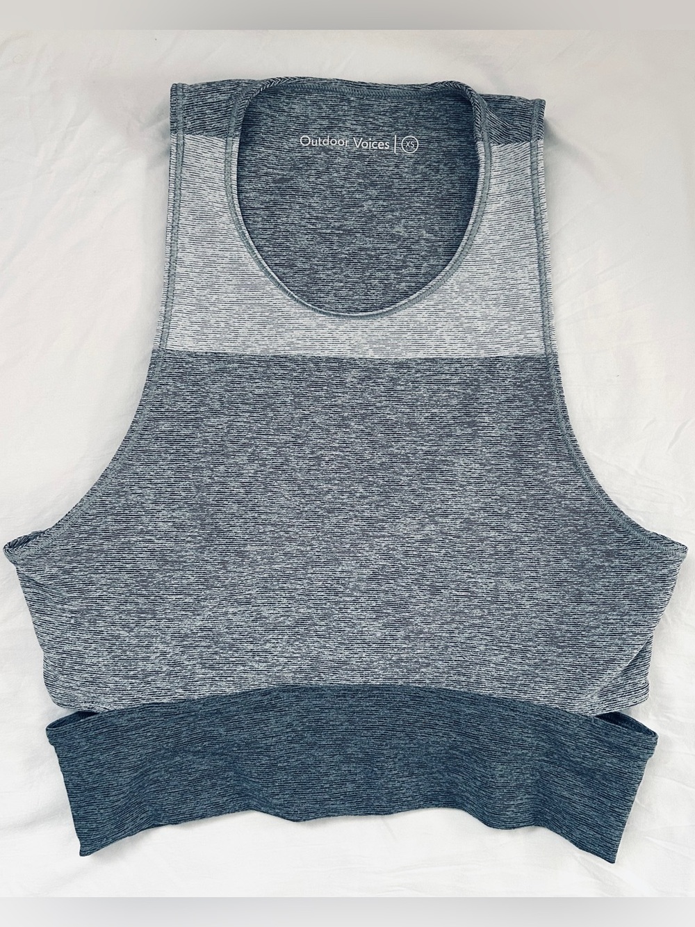 Outdoor Voices Grey Heather Colorblock Cropped Sports Bra with Slashback Band